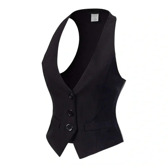 🖤Design by Olivia Dressy Casual Versatile Racerback Vest Tuxedo Suit Waistcoat - Picture 3 of 10